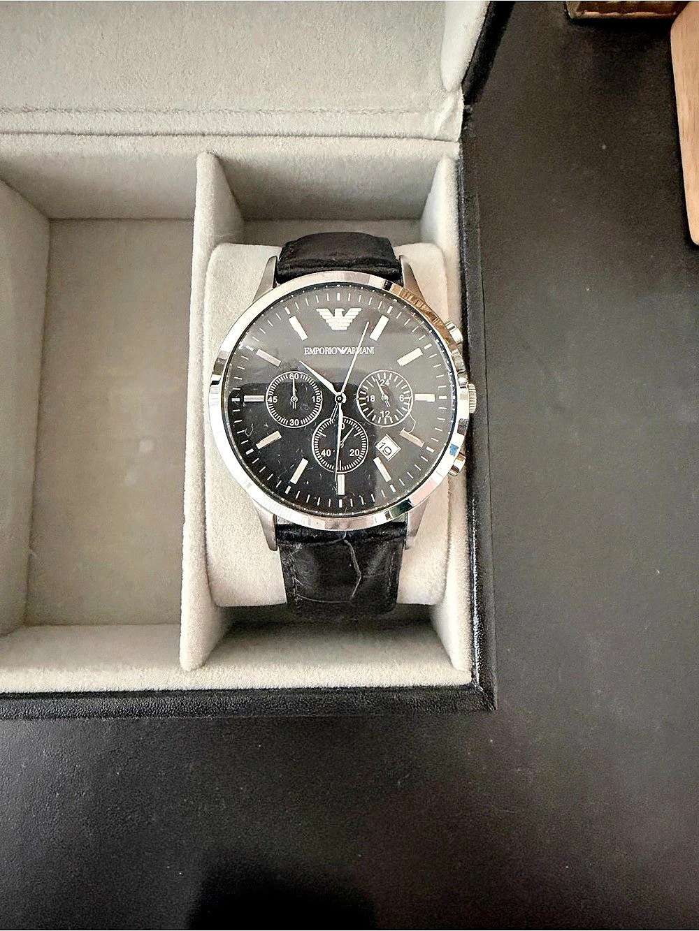 Emporio Armani Chronograph Watch Black & Silver